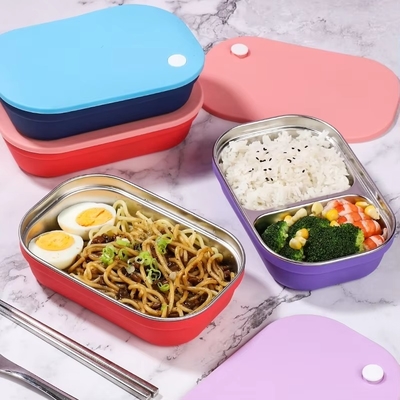 سعر جيد BPA-Free Stainless Steel Bento Box for Kids with Silicone Sleeve الانترنت