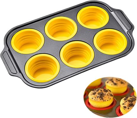 سعر جيد 6-Piece Stackable Silicone Baking Pan Set - Temperature Resistant (-40°F to 446°F) Non-Stick Bakeware with Metal Reinforced Frame الانترنت