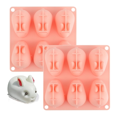 3D صناعة الصبغات المعدنية للخبز من السيليكون للكعكة الموسة الصابون الفوندانت المثلجات الشوكولاتة الحلوى الأرنب 6 تجويف