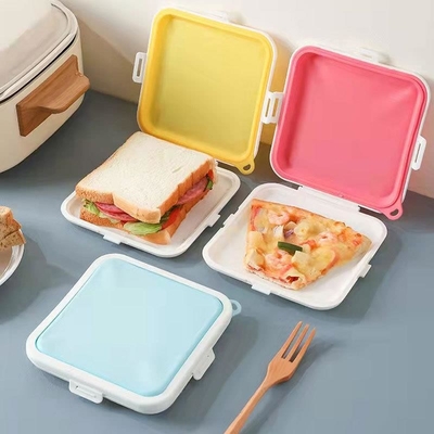 مخزن ساندوتشات السيليكونية مع التقطيع، صندوق ساندوتشات للغداء، خالية من BPA، مضادة للتسرب، حامل ساندوتشات بلاستيكية قابلة لإعادة الاستخدام
