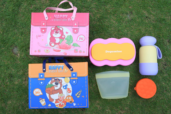 جودة مجموعة هدايا وجبة الغداء السيليكونية المكرونة صندوق بنتو مقسم، زجاجة من الفولاذ المقاوم للصدأ 304، كيس الطعام السيليكوني وحاوية التخزين أدوات طاولة عطلة صديقة للبيئة مصنع