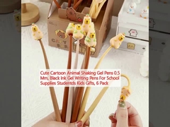 ألوان كرتونية لطيفة لتحريك الحيوانات أقلام جيل 0.5 ملم، أقلام كتابة جيل حبر أسود لمستلزمات المدرسة الطلاب الأطفال الهدايا، 6 حزمة