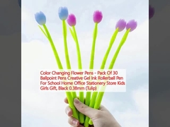 أقلام الزهور المتغيرة الألوان - حزمة من 30 قلم كراتي إبداعي جيل حبر رولربول القلم للمدرسة المنزل مكتب المكتبة متجر الأطفال الفتيات هدية، أسود 0.38mm (طولبان)
